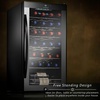image:imageNutrichef 28 Bottle Wine Fridge  Single Zone Red amp White Wine Chiller  Adjustable Temperature 41F to 64F  Ultra Quiet Operation  Wine Cooler For Home amp Office  Free Standing 33x16x17 IN  Black