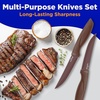 image:imageSereneLife Stainless Steel Knife Set 8 Pcs  NonStick Coating Sharp Serrated Blades Professional Kitchen Set RustResistant Dishwasher Safe Ideal for BBQ amp Grilling GreenBrown