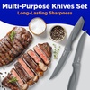 image:imageSereneLife Stainless Steel Knife Set 8 Pcs  NonStick Coating Sharp Serrated Blades Professional Kitchen Set RustResistant Dishwasher Safe Ideal for BBQ amp Grilling GreenGray