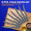 image:imageSereneLife Stainless Steel Knife Set 8 Pcs  NonStick Coating Sharp Serrated Blades Professional Kitchen Set RustResistant Dishwasher Safe Ideal for BBQ amp Grilling GreenGray