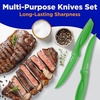 image:imageSereneLife Stainless Steel Knife Set 8 Pcs  NonStick Coating Sharp Serrated Blades Professional Kitchen Set RustResistant Dishwasher Safe Ideal for BBQ amp Grilling GreenGreen