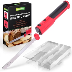 image:imageNutriChef Cordless Electric Knife  Easy to Use Constant ONOFF Safety Function  Lightweight Kitchen Knife  Carve Turkey Meats Poultry Bread amp Cheese  1142 Stainless Steel Blades  BlackRed