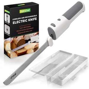 image:imageNutriChef Cordless Electric Knife  Easy to Use Constant ONOFF Safety Function  Lightweight Kitchen Knife  Carve Turkey Meats Poultry Bread amp Cheese  1142 Stainless Steel Blades  BlackWhite