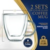 image:imageNutriChef Double Wall Insulated Cups  4pcs 52 oz High Borosilicate Glass Sweat Free Mugs Clear Drinkware for HotCold Drinks Coffee Espresso Cappuccino Latte Tea Microwavable Dishwasher Safe2 pack