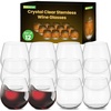 image:imageNutriChef 15 Ounce Stemless Wine Glasses Set of 12 Ultra Thin Wine Glass For Red or White Wine LeadFree Dishwasher Safe amp Hand Blown Seamless Bowl  ClearElegant