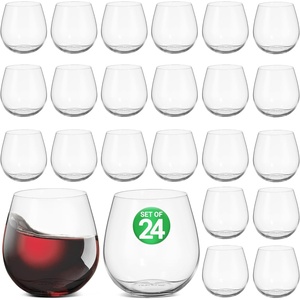 image:imageNutriChef 15 Ounce Stemless Wine Glasses Set of 12 Ultra Thin Wine Glass For Red or White Wine LeadFree Dishwasher Safe amp Hand Blown Seamless Bowl  Clear2XClear