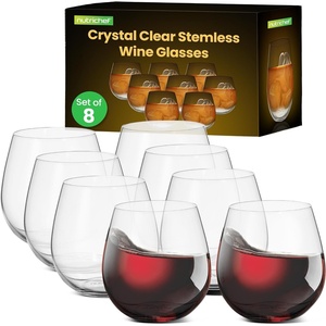 image:imageNutriChef 8Piece Stemless Wine Glasses Set 15 oz Ultra Clear HandBlown Glass Wine Glasses Elegant Glass Set for Red amp White Wine Durable Design Set of 8 Dishwasher Safe