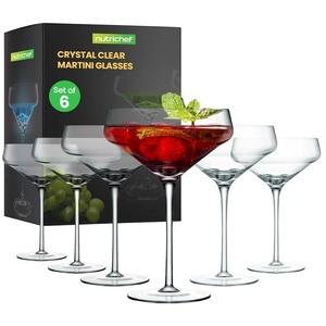 image:imageNutriChefKitchen 6 Sets of Crystal Martini Glass Ultra Clear Elegant Wine Glass 100 Hand Blown Dishwasher safe Classy and Reusable Packaging NCGLMT686 Piece