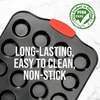 image:imageNutriChef 17 Nonstick Mini Muffin Pan  Premium Carbon Steel 24 Cup Baking Tray w Red Silicone Handles Easy to Clean Mini Cupcake Bakewear  Dishwasher Safe BlueBlack