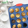 image:imageNutriChef 17 Nonstick Mini Muffin Pan  Premium Carbon Steel 24 Cup Baking Tray w Red Silicone Handles Easy to Clean Mini Cupcake Bakewear  Dishwasher Safe BlueBlue