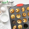 image:imageNutriChef 17 Nonstick Mini Muffin Pan  Premium Carbon Steel 24 Cup Baking Tray w Red Silicone Handles Easy to Clean Mini Cupcake Bakewear  Dishwasher Safe BlueBlack