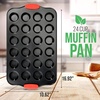 image:imageNutriChef 17 Nonstick Mini Muffin Pan  Premium Carbon Steel 24 Cup Baking Tray w Red Silicone Handles Easy to Clean Mini Cupcake Bakewear  Dishwasher Safe BlueBlack