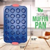 image:imageNutriChef 17 Nonstick Mini Muffin Pan  Premium Carbon Steel 24 Cup Baking Tray w Red Silicone Handles Easy to Clean Mini Cupcake Bakewear  Dishwasher Safe BlueBlue