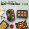 image:imageNutriChef 6Piece Toaster Oven Bakeware Set Compact NonStick Stackable Baking Pan Set with Muffin Pans Roasting Tray amp Baking Sheets Durable StainResistant Carbon Steel Design for Toaster Ovens