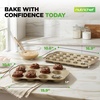 image:imageNutriChef Variety 2 Pack Muffin amp Cupcake Tray Beginner Baking Set  12Cavity Muffin Tray amp 24Cavity Cupcake Tray for Baking  Carbon Steel Bakeware Set  Oven Safe Up To 450F  Champagne