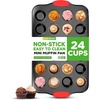 image:imageNutriChef 17 Nonstick Mini Muffin Pan  Premium Carbon Steel 24 Cup Baking Tray w Red Silicone Handles Easy to Clean Mini Cupcake Bakewear  Dishwasher Safe BlueBlack