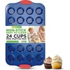 image:imageNutriChef 17 Nonstick Mini Muffin Pan  Premium Carbon Steel 24 Cup Baking Tray w Red Silicone Handles Easy to Clean Mini Cupcake Bakewear  Dishwasher Safe BlueBlue