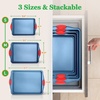 image:imageNiutriChef Baking Tray Oven Tray Pack of 3 Carbon Steel Cake Tray with Silicone Handles Oven Trays for Oven NonStick amp Stackable Easy to Clean 434 x 30 cm 384 x 254 cm and 34 x 22 cm Blue