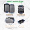 image:imageNutriChef 6Piece Baking Pan Set  Carbon Steel Stackable Bakeware with Blue Silicone Handles amp Nonstick Coating Includes Cookie Sheets Roaster Pan with Lid Loaf Pan and 12 Cup Muffin Pan GrayGray