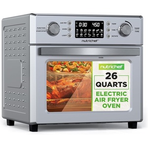 image:imageNutriChef 26L Electric Air Fryer Oven  1700W Countertop Rotisserie amp Air Fryer  360 Rotating Feature  10 Menu Presets  Includes Drip Tray Air Frying Basket amp Bake Rack 15x16x14  Stainless Steel