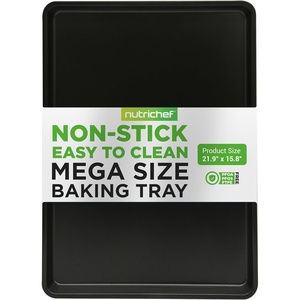 image:imageNutriChef Black Baking Pan Extra Large Cookie Sheet for Baking and Roasting Nonstick Bakeware for Roasting Even Heat Distribution WarpResistant Easy to Clean Oven Safe amp Dishwasher Safe