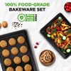 image:imageNutriChef 16Piece Baking Pan Set NonStick Cookie Sheet Bakeware Durable FoodGrade Metal EasytoClean Oven Trays Dishwasher Safe Includes 8 Large 157 amp 8 Medium Pans 134 Blue DiamondBlack