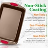 image:imageNutriChef 2Piece Nonstick Baking Pan Set  Carbon Steel Cookie Sheet wRed Silicone Grip Handles  Durable HeavyDuty Bakeware for Even Heat Distribution  Oven Safe Easy Cleanup  BlackGold