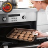 image:imageNutriChef 2Piece Nonstick Cookie Sheets  Medium amp Large Size Steel Kitchen Oven Bakeware  Smooth NonStick Commercial Grade Baking Trays w Rimmed Border  Easy to Clean Champagne Gold