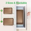 image:imageNutriChef 2Piece Nonstick Cookie Sheets  Medium amp Large Size Steel Kitchen Oven Bakeware  Smooth NonStick Commercial Grade Baking Trays w Rimmed Border  Easy to Clean Champagne Gold