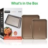 image:imageNutriChef 2Piece Nonstick Cookie Sheets  Medium amp Large Size Steel Kitchen Oven Bakeware  Smooth NonStick Commercial Grade Baking Trays w Rimmed Border  Easy to Clean Champagne Gold