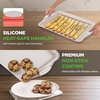 image:imageNutriChef 3Piece Baking Pan Set  Premium Nonstick Carbon Steel Bakeware w Silicone Handles  Includes Large Medium amp Small Pans for Baking amp Roasting  PFOA PFOS PTFE Free  BlackCream Marble