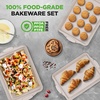 image:imageNutriChef 3Piece Baking Pan Set  Premium Nonstick Carbon Steel Bakeware w Silicone Handles  Includes Large Medium amp Small Pans for Baking amp Roasting  PFOA PFOS PTFE Free  BlackCream Marble