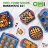 image:imageNutriChef 6Piece NonStick Baking Mould Set  Cake Baking Set PFOA PFOS amp PTFEFree  Stackable amp Spacesaving Easy to Clean  with Springform Cake Tin Square Cake Tin Large Baking Tray amp Muffin