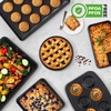 image:imageNutriChef 8Piece Stackable Bakeware Set  Carbon Steel NonStick Baking Pan Set  Includes Sheet Muffin Round Loaf Square Cake amp Deep Pans  No PFOA amp PFOS  Oven Safe to 450 F  Marble CreamBlack Marble