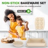 image:imageNutriChef 8Piece Stackable Bakeware Set  Carbon Steel NonStick Baking Pan Set  Includes Sheet Muffin Round Loaf Square Cake amp Deep Pans  No PFOA amp PFOS  Oven Safe to 450 F  Marble CreamMarble Cream