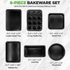 image:imageNutriChef Baking Mould Set Black  Baking Tray Casserole Dish Muffin Baking Tin Bread Baking Tin NonStick Carbon Steel Oven Safe up to 230C Dishwasher Safe Stackable  Square amp Round Baking