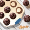image:imageNutriChef Baking Set 10 Pieces Gold with Blue Silicone Handles  Baking Tray Bread Baking Tin Muffin Mould NonStick Carbon Steel Stackable Oven Safe up to 230C Dishwasher Safe