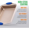 image:imageNutriChef Non Stick 108 x 874Square Baking Pan Non Toxic Easy To Clean Bakeware  Carbon Steel Bake Pan wBlue Silicone Handles  Compatible with Model NCSBSBL8  Champagne Gold