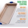 image:imageNutriChef Non Stick Baking Pan Blue Carbon Steel Bake Pan with Red Silicone Handles Commercial Grade Restaurant Quality Metal Bakeware Compatible with Model NCSBSBL8Gold