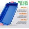 image:imageNutriChef Non Stick Baking Pan Blue Carbon Steel Bake Pan with Red Silicone Handles Commercial Grade Restaurant Quality Metal Bakeware Compatible with Model NCSBSBL8Blue
