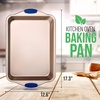 image:imageNutriChef Non Stick Baking Pan Blue Carbon Steel Bake Pan with Red Silicone Handles Commercial Grade Restaurant Quality Metal Bakeware Compatible with Model NCSBSBL8Gold