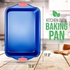 image:imageNutriChef Non Stick Baking Pan Blue Carbon Steel Bake Pan with Red Silicone Handles Commercial Grade Restaurant Quality Metal Bakeware Compatible with Model NCSBSBL8Blue