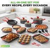 image:imageNutriChef NonStick Cookware 21Piece Set Includes Pots amp Pans Bakeware amp Cooking Utensils w Silicone Handles  Complete Set for Gas Electric amp Ceramic Cooktops  PTFEPFOAPFOS Free Black