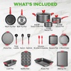 image:imageNutriChef NonStick Cookware 21Piece Set Includes Pots amp Pans Bakeware amp Cooking Utensils w Silicone Handles  Complete Set for Gas Electric amp Ceramic Cooktops  PTFEPFOAPFOS Free Black