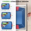 image:imageNutriChef Nonstick 3Piece Baking Pans Set  Carbon Steel Bakeware with Blue Coating Inside amp Outside and Red Silicone Handles Durable and Reliable Effortless Baking and Easy Cleanup Blue3Piece Set