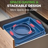 image:imageNutriChef Nonstick 3Piece Baking Pans Set  Carbon Steel Bakeware with Blue Coating Inside amp Outside and Red Silicone Handles Durable and Reliable Effortless Baking and Easy Cleanup Blue10Piece Set