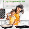 image:imageNutriChef Nonstick Bakeware Set of 6 Baking Pan with Cookie Sheets 12cup Muffin amp Loaf pan  Easy to Clean Oven Safe Durable Warp Resistance Carbon Steel Pan Set for Baking Roasting amp CookingBlack
