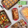 image:imageNutriChef Nonstick Bakeware Set of 6 Baking Pan with Cookie Sheets 12cup Muffin amp Loaf pan  Easy to Clean Oven Safe Durable Warp Resistance Carbon Steel Pan Set for Baking Roasting amp CookingGold