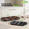 image:imageNutriChef Variety 2 Pack Full amp Mini Donut Pan for Baking  One 12Cavity Mini Donut Pan amp One 6Cavity Full Size Donut Pan for Baking  Carbon Steel Bagel Molds  Oven Safe Up To 450F  Black