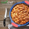 image:imageNutrichef Non Stick Round Cake Pan Commercial Grade Metal Bakeware with Silicone Handles Durable EasytoClean Dishwasher Safe PFOA PFOS PTFE Free 968 Inch Baking Pan With Silicone Coating